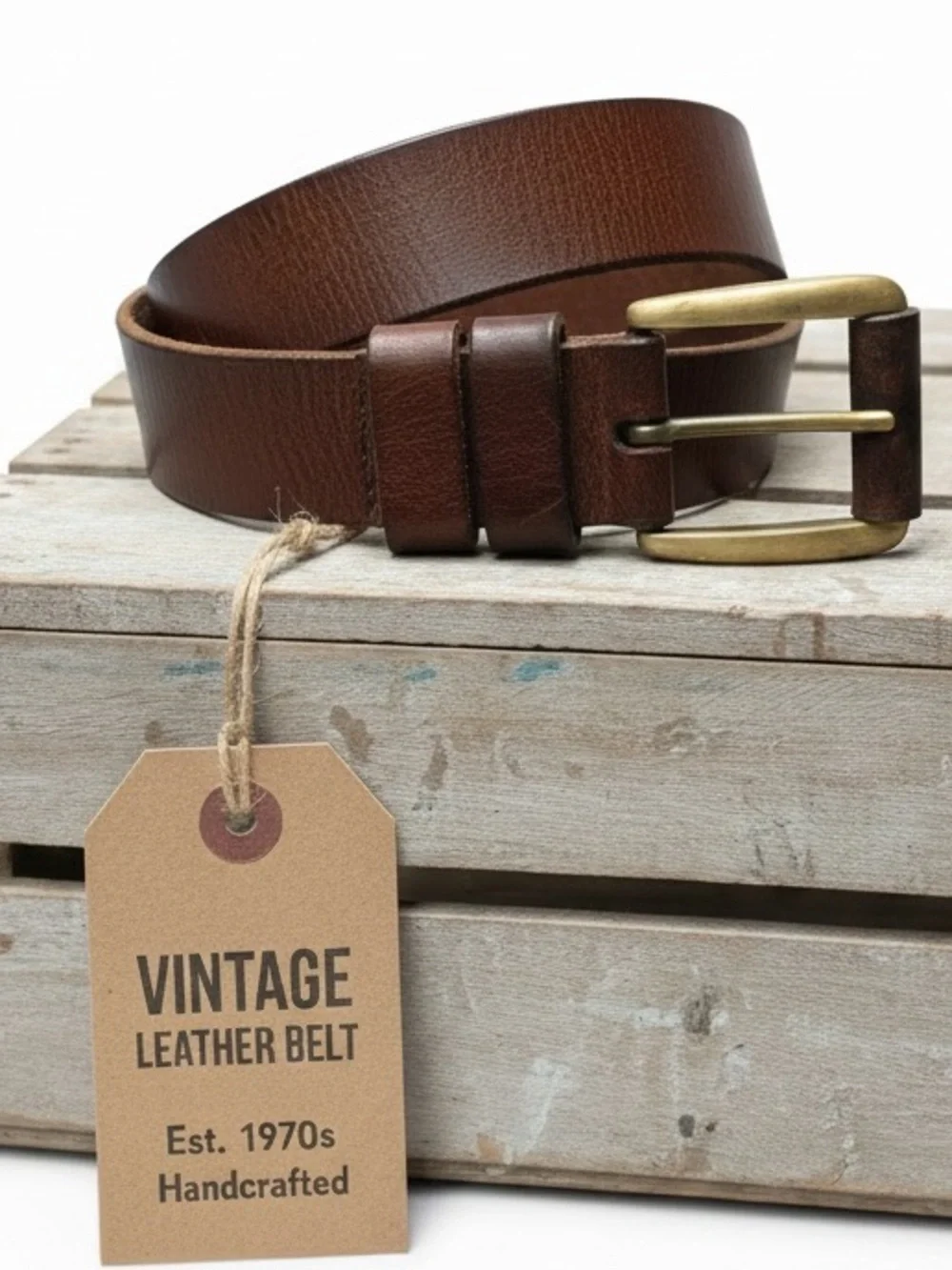 Vintage 70s Cow Leather Brown Belt Men's 29